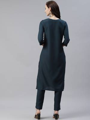 Green printed viscose rayon kurtas-and-kurtis 3
