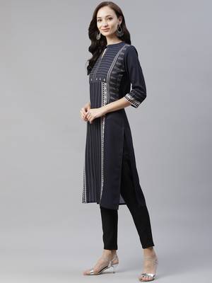Black printed viscose rayon kurtas-and-kurtis 2