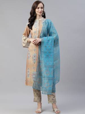 Mustard printed viscose rayon kurtas-and-kurtis 1
