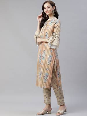 Mustard printed viscose rayon kurtas-and-kurtis 2