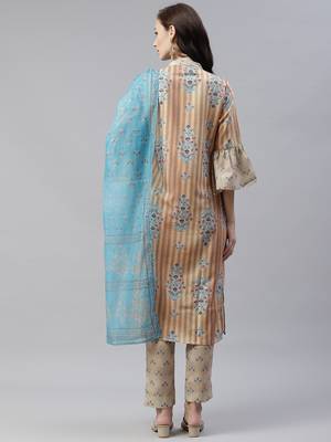 Mustard printed viscose rayon kurtas-and-kurtis 3