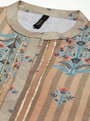 Mustard printed viscose rayon kurtas-and-kurtis 4