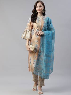 Mustard printed viscose rayon kurtas-and-kurtis 5