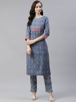 Blue printed viscose rayon kurtas-and-kurtis 1