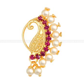 Mayur Design with AD stone Alloy Maharashtrian Nath Nathiya   Nose Pin for women 1