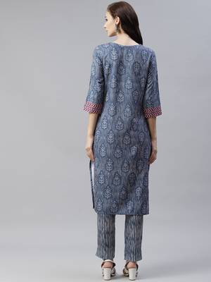 Blue printed viscose rayon kurtas-and-kurtis 2
