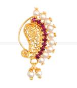 Mayur Design with AD stone Alloy Maharashtrian banu Nath Nathiya   Nose Pin for women