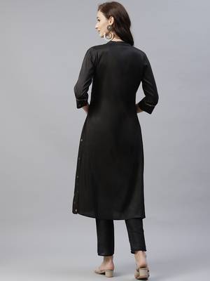 Black printed art silk kurtas-and-kurtis 3
