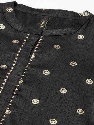 Black printed art silk kurtas-and-kurtis 4