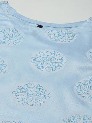 Blue printed art silk kurtas-and-kurtis 4