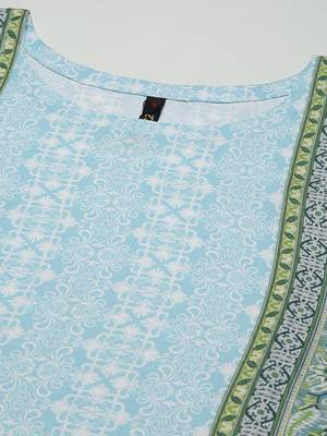 Blue printed viscose rayon kurtas-and-kurtis 4
