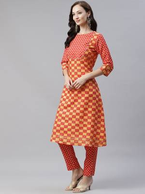 Red printed viscose rayon kurtas-and-kurtis 2