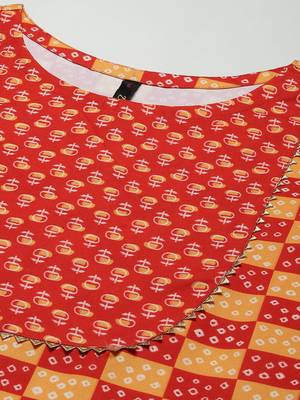 Red printed viscose rayon kurtas-and-kurtis 4