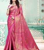 rani pink Soft Silk saree with blouse piece