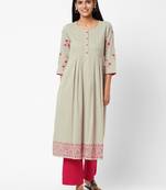 Grey printed cotton ethnic-kurtis