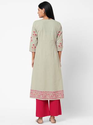 Grey printed cotton ethnic-kurtis 2