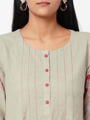 Grey printed cotton ethnic-kurtis 5