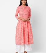 Pink printed cotton ethnic-kurtis