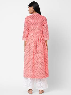 Pink printed cotton ethnic-kurtis 2