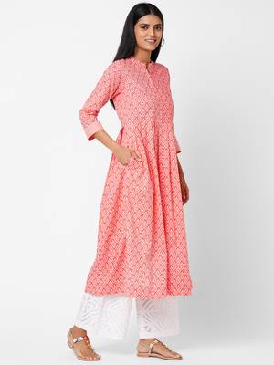 Pink printed cotton ethnic-kurtis 3