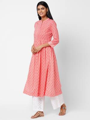 Pink printed cotton ethnic-kurtis 4