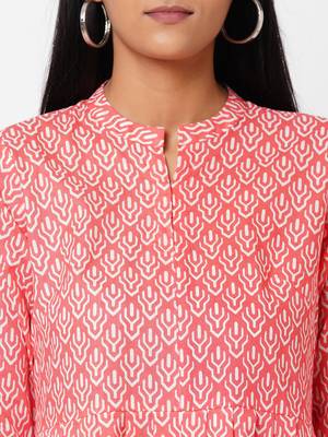 Pink printed cotton ethnic-kurtis 5
