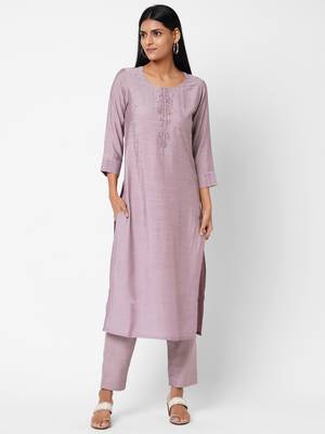 Purple embroidered viscose ethnic-kurtis 1