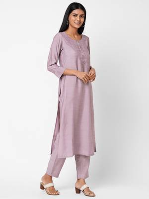 Purple embroidered viscose ethnic-kurtis 3