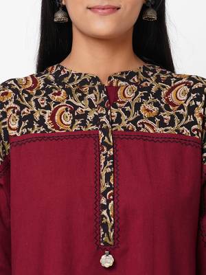 Maroon printed cotton ethnic-kurtis 5