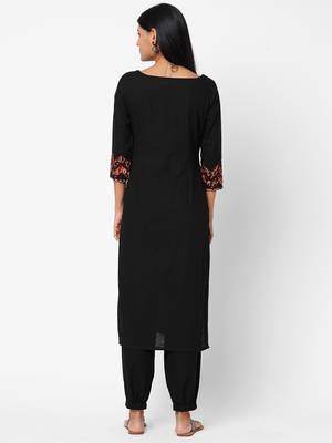 Black embroidered cotton ethnic-kurtis 2