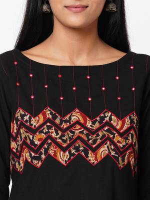 Black embroidered cotton ethnic-kurtis 5