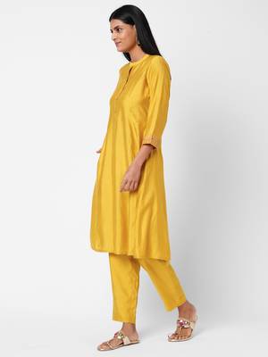 Yellow embroidered viscose ethnic-kurtis 4