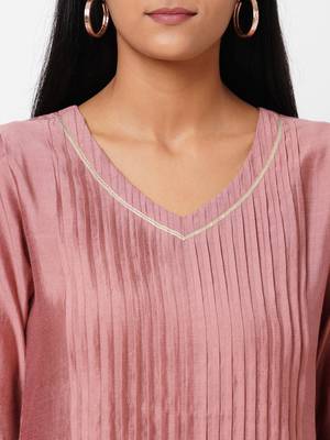 Pink plain silk ethnic-kurtis 5