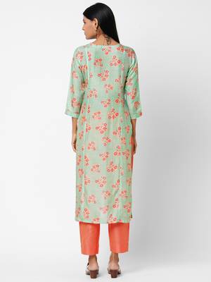 Green printed viscose ethnic-kurtis 2