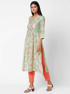 Green printed viscose ethnic-kurtis 4