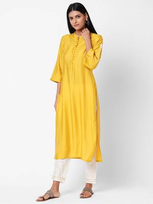 Yellow embroidered silk ethnic-kurtis 4