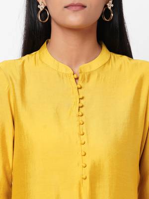 Yellow embroidered silk ethnic-kurtis 5