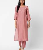 Pink embroidered viscose ethnic-kurtis