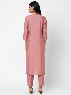 Pink embroidered viscose ethnic-kurtis 2