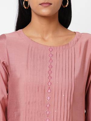 Pink embroidered viscose ethnic-kurtis 5