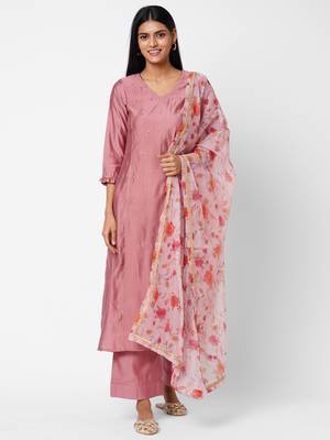Pink embroidered silk ethnic-kurtis 1
