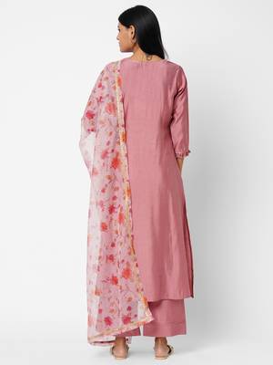 Pink embroidered silk ethnic-kurtis 2