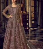 Dark-pink embroidered net salwar