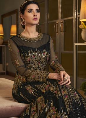 Black embroidered net salwar 4