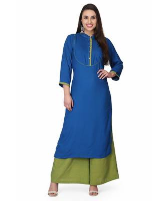 Cotton Blue stitched  Kurti 1
