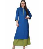 Cotton Blue stitched  Kurti