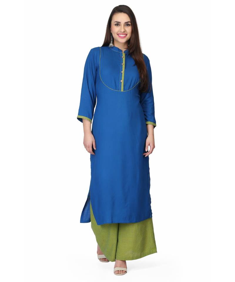 Cotton Blue stitched  Kurti