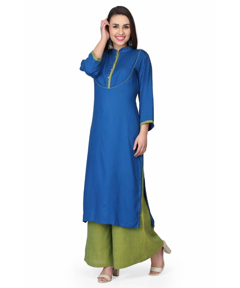 Cotton Blue stitched  Kurti