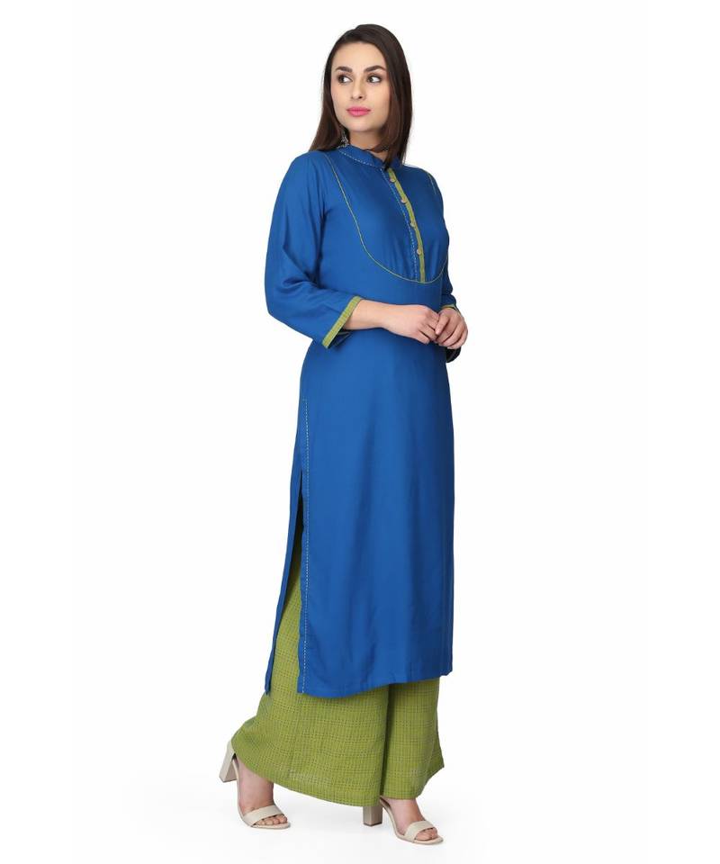 Cotton Blue stitched  Kurti
