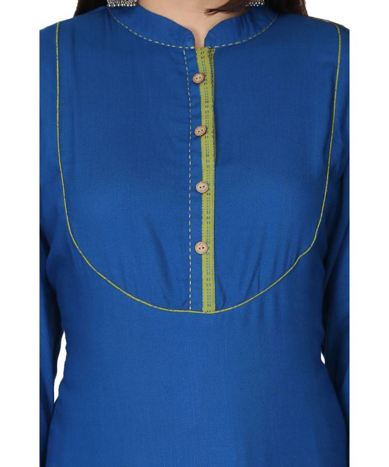 Cotton Blue stitched  Kurti